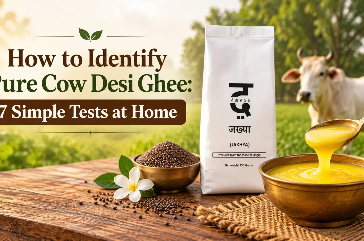 Learn how to identify pure cow desi ghee with 7 simple tests at home. Check its colour, aroma, texture and purity before choosing ghee for your family.